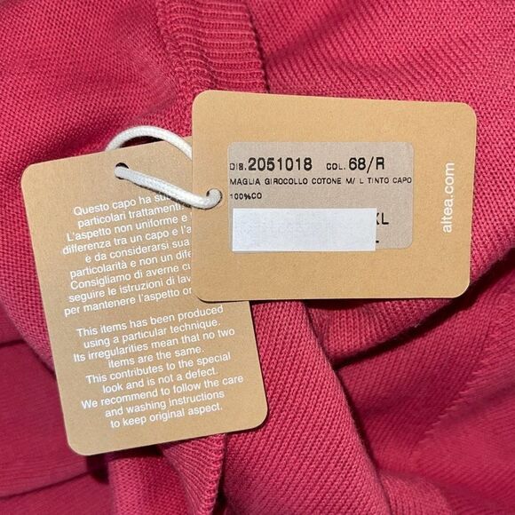 Altea Men’s  Knit Long Sleeve Crew Neck Pullover Sweater Pink Size Large NWT - Picture 9 of 11